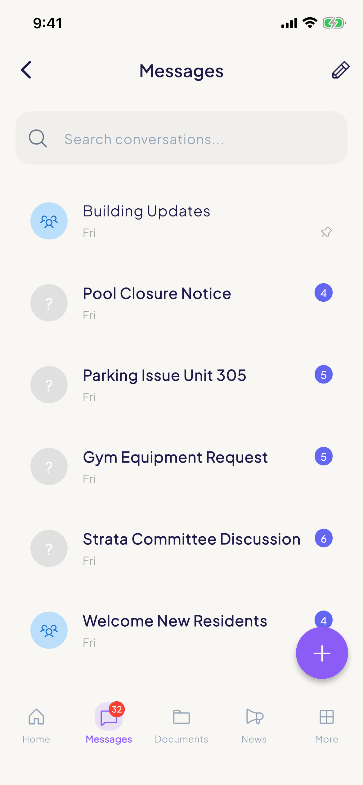 Mobile messaging conversation list